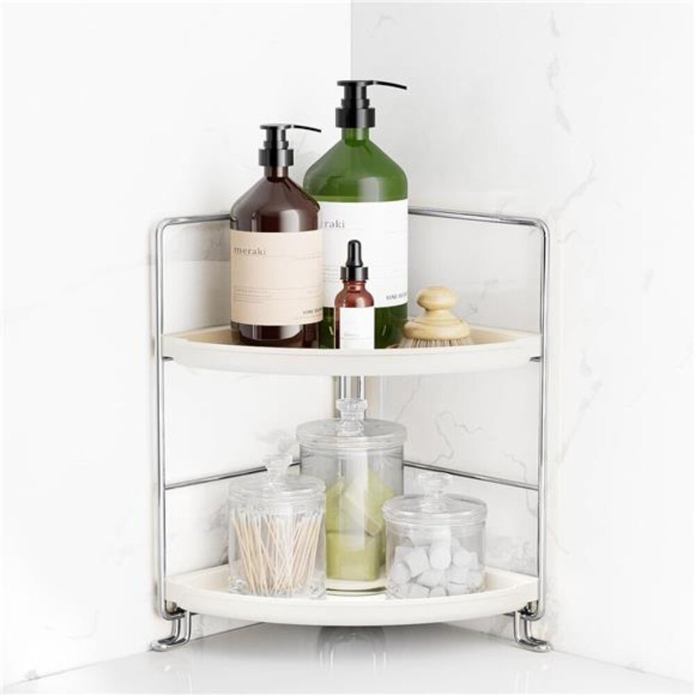 2-Tier Corner Bathroom Counter Organizer, Tool-Less Installation Vanity Shelf
